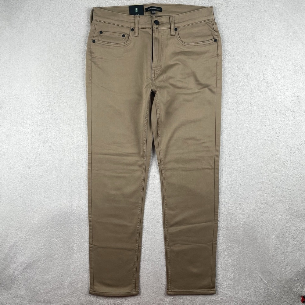 New Banana Republic 5 Pocket Pant Mens 32x29 Slim Fit Beige Commuter Stretch